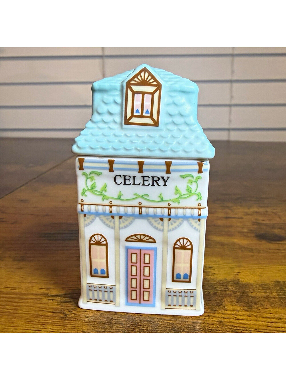 Lenox Spice Village Celery Jar 2nd Edition Porcelain House w/Lid
